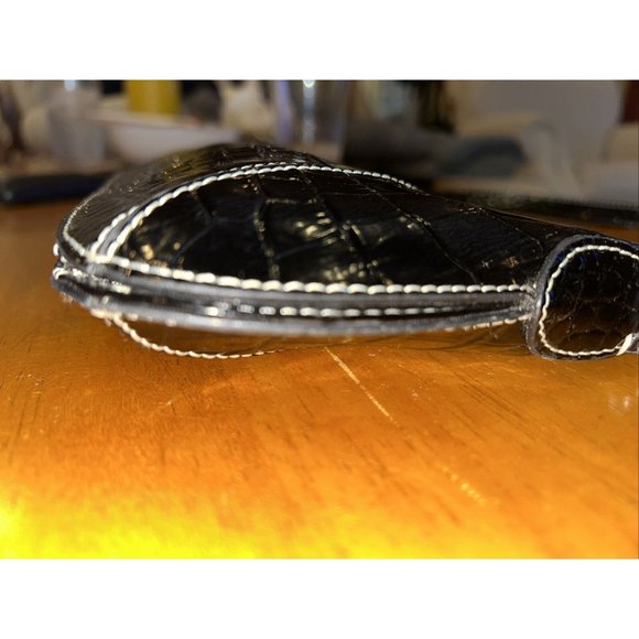 Vintage Liz Claiborne Accessories Black Shoulder Bag 90s Y2K Croc Emboss Texture - Picture 4 of 13